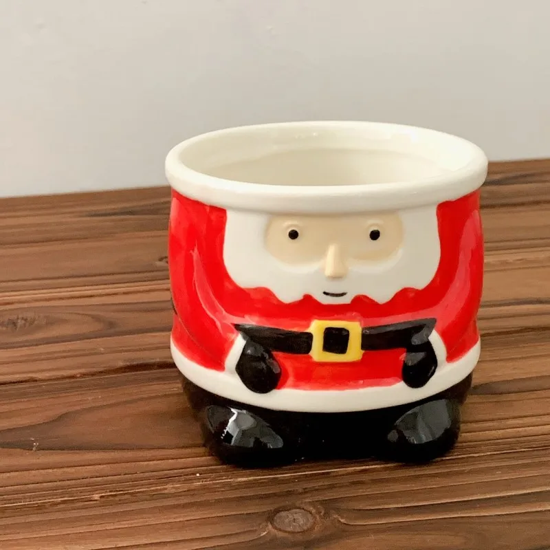 Cute Red Santa Claus Table Storage Bucket Small Fruit Shop Multi-purpose Bowls Christmas Decorations