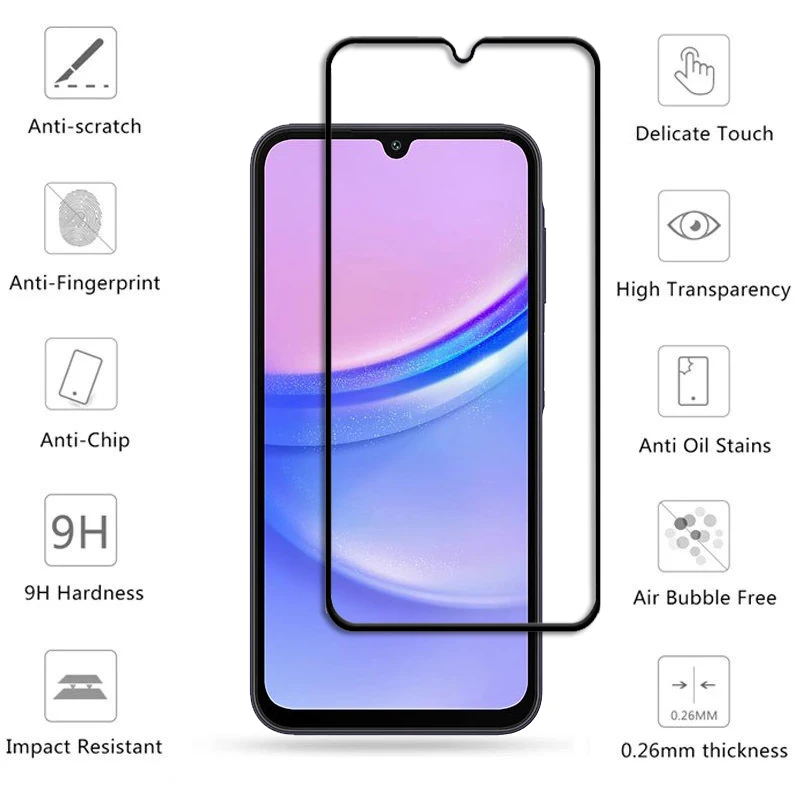 For Samsung Galaxy A15 Tempered Glass Samsung Galaxy A15 A55 A35 A25 A05 A05S Screen Protector Protective Phone Film Galaxy A15