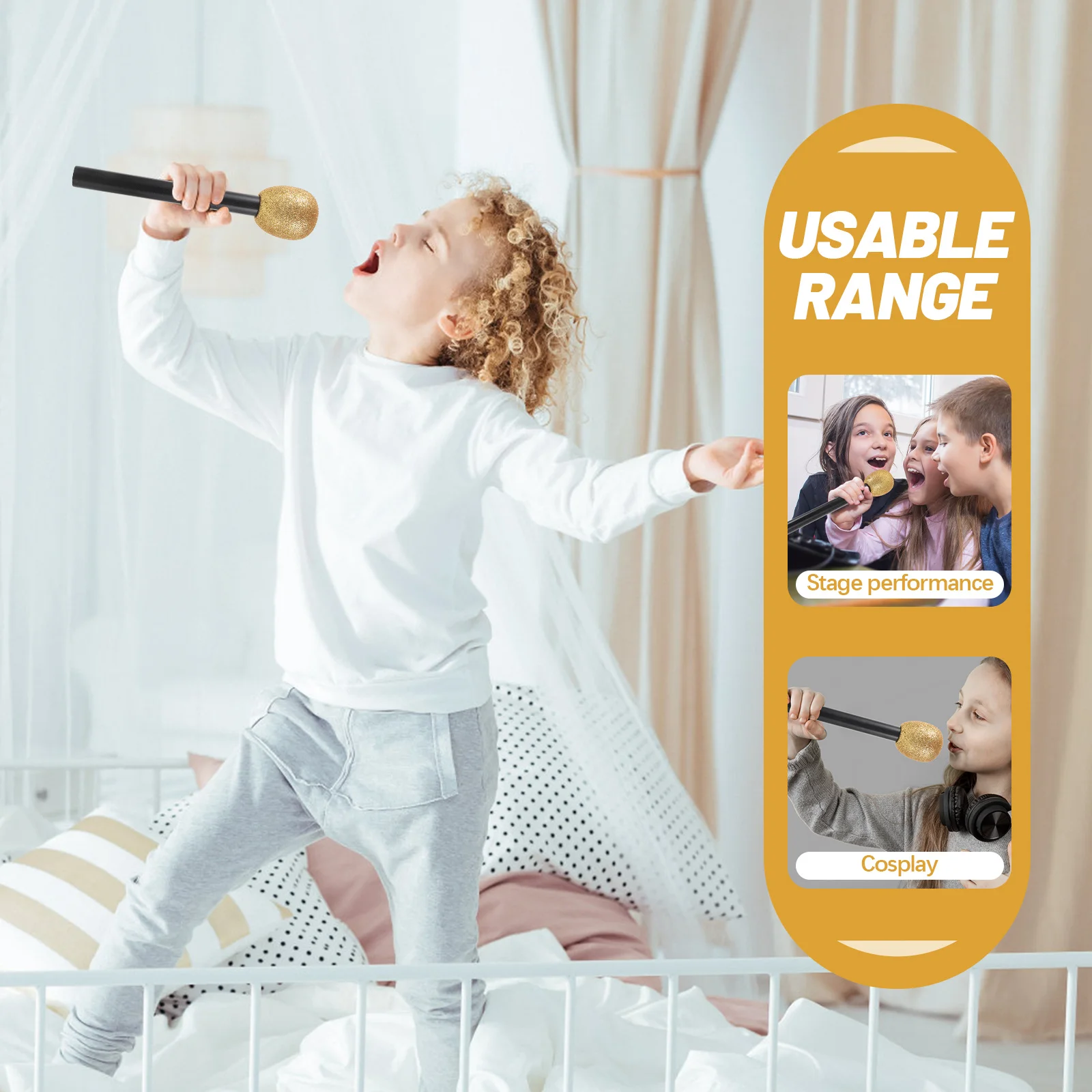 

2 Pcs Simulated Gold Powder Microphone Sparkly Toy for Kids Props Microphones Toddler Toys