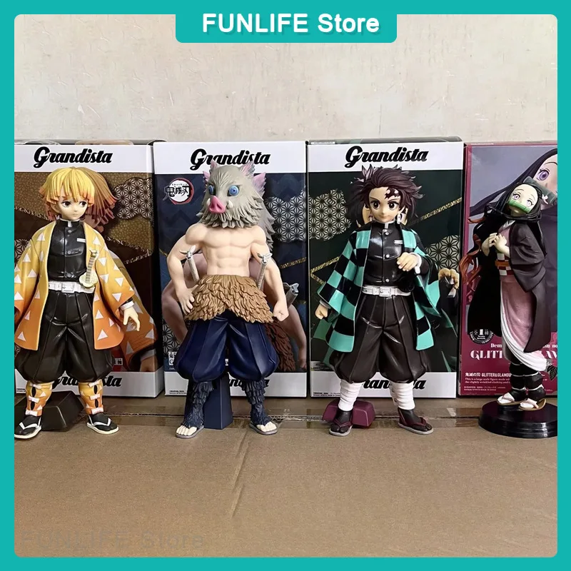 ROS Series 24 см Tanjirou Zenitsu Inosuke Nezuko Набор из 4 персонажей Модель дисплея приза - Коллекционный орнамент аниме