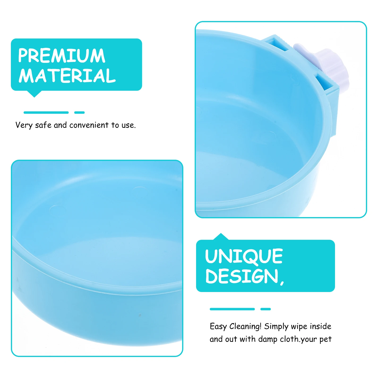 

Dog Crate Bowl Hanging Pet Feeder Dual Function Water and Feed Bowl for Puppy Cat Dark Blue