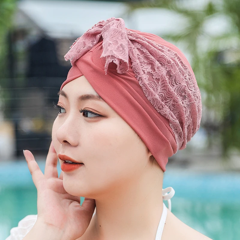 Women Ladies Stylish Bowknot Soak Swimming Cap Hats Accessories Waterproof Comfortable Fishtail