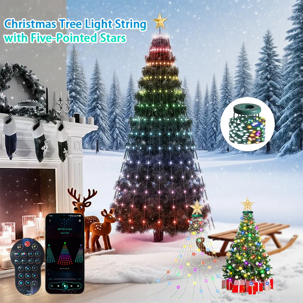 400 RGB LED الخرز الموسيقى مزامنة الموقت الذكية شجرة عيد الميلاد أضواء عطلة تركيبات الإضاءة، التحكم الذكي في البرامج، التحكم في الألوان. #2