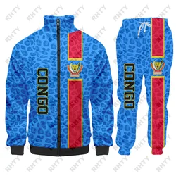 Congo Flag Long Sleeve Shirts For Men Hoodie Jacket Tracksuit Sports Jersey Two Piece Set Nation Flag Clothes Graphic T Shirts