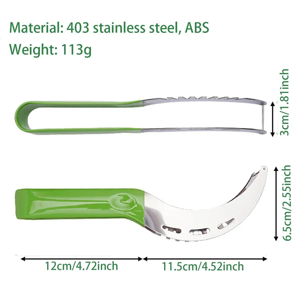 Safe & Colorful Stainless Steel Watermelon Slicer: Non-slip, Plastic Wrap Handle for Effortless Cantaloupe & Fruit Cutting