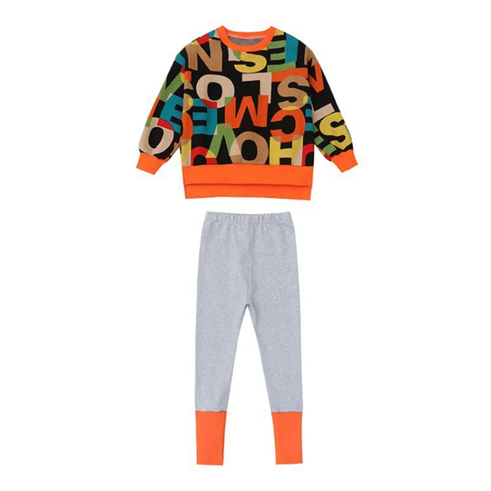 New Girls\' Alphabet Printing Suits Girls Baby Spring and Autumn Fashion Clothes Korean Teenage Children\'s Sports Two-piece Set