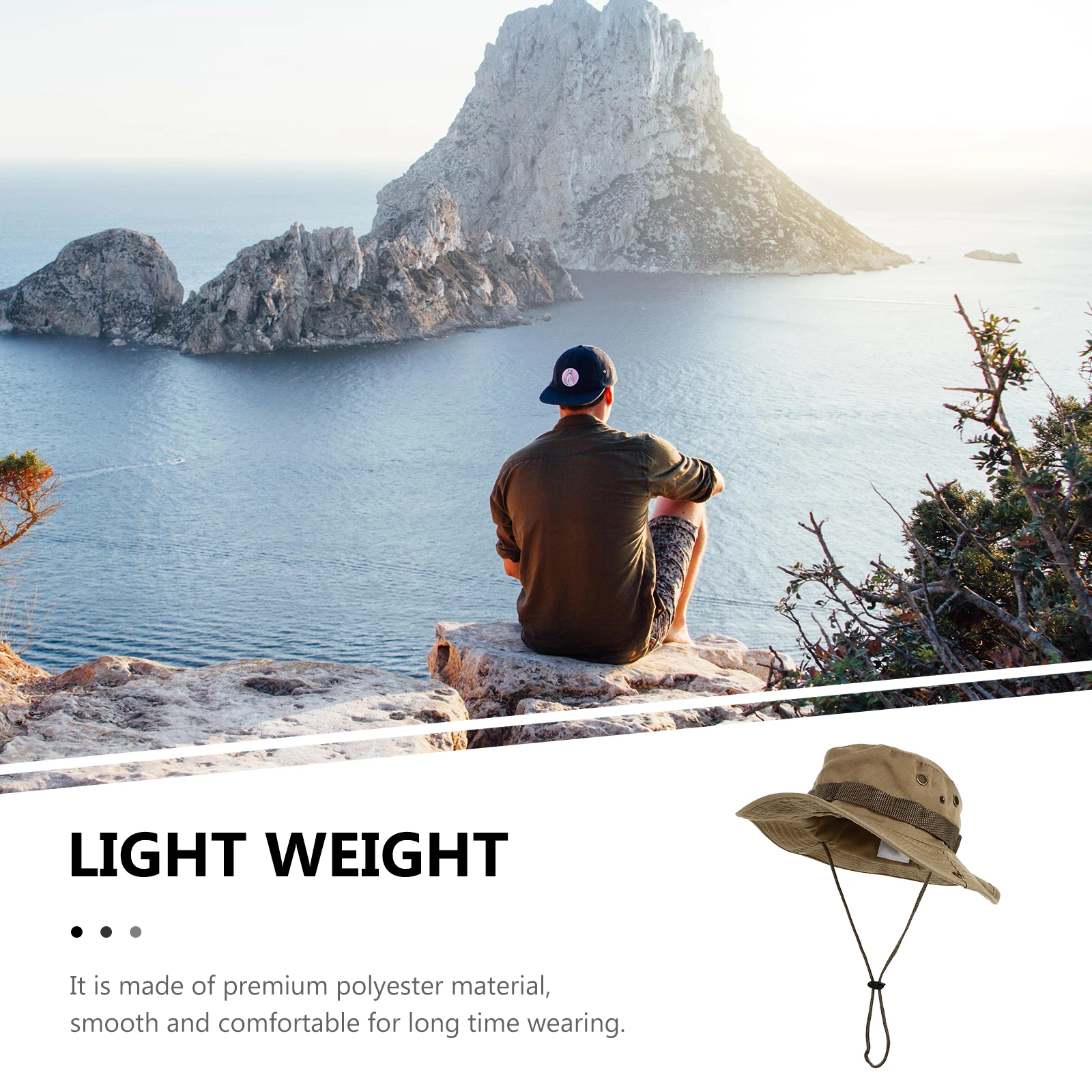

1 pc Wide Brim Sun Hat Uv Protection Fishing Hat Outdoor Breathable Lightweight Portable Cap For Men Dust Pests Protection