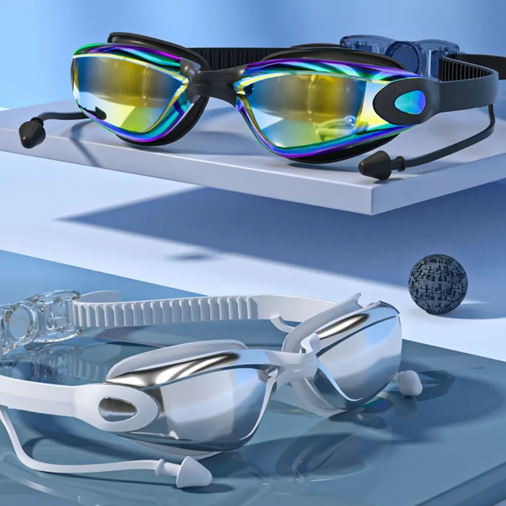 

Water Sports Anti Fog Swimming Goggles With Earplugs Waterproof Swim Glasses Anti-UV Silicone Swimming Eyewear Swimming Gear