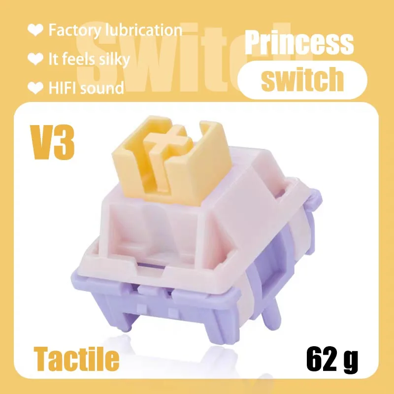 MMD Princess V3 KeySwitch 5Pins 46.5g 53.5g HIFI Linear 48g 62g مفاتيح لوحة المفاتيح الميكانيكية التي تعمل باللمس تزييت المصنع