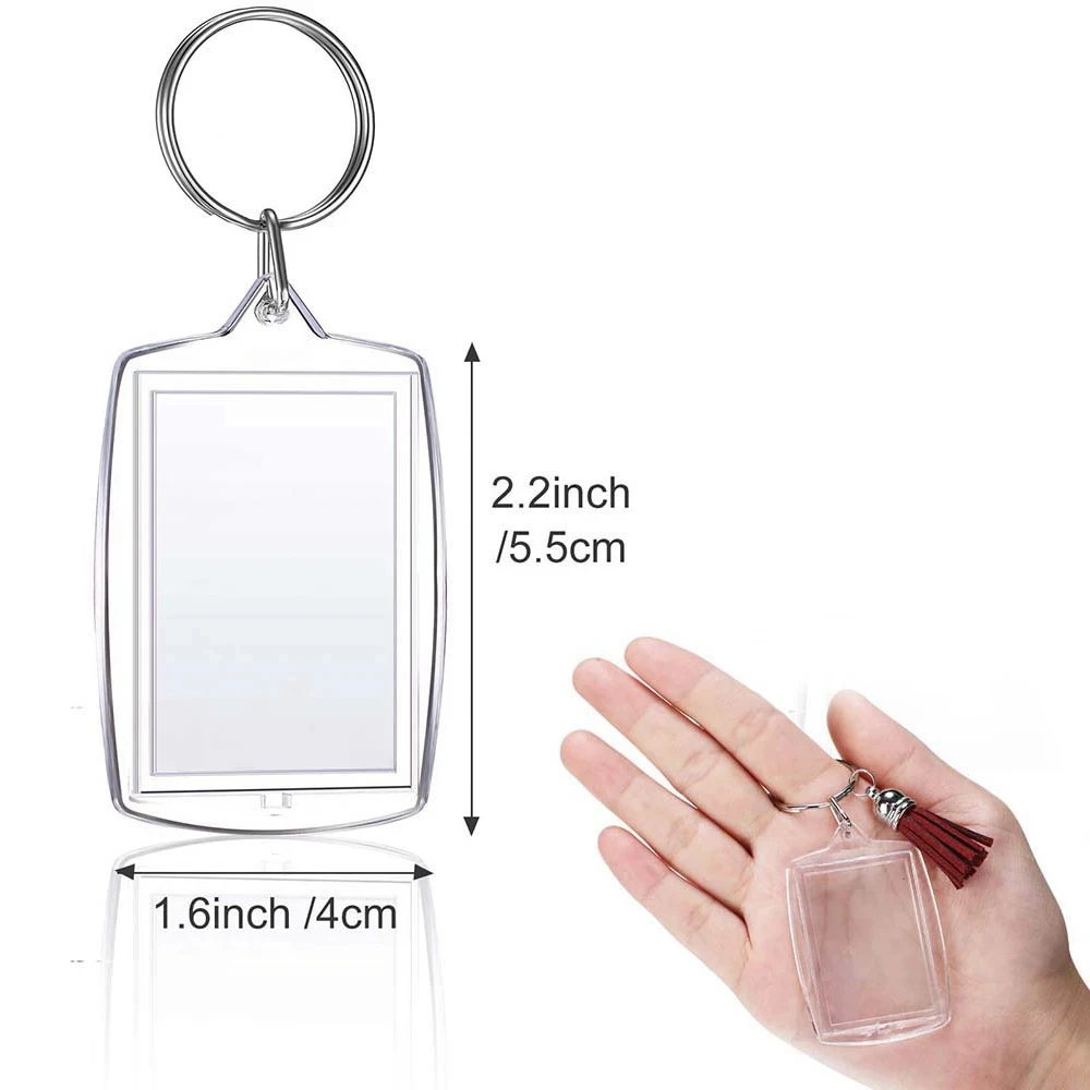 10 sets Keychain Acrylic Key Chain Key Ring Blank Keyrings Insert Photo Passport Keychain Gift for Women Men Kids