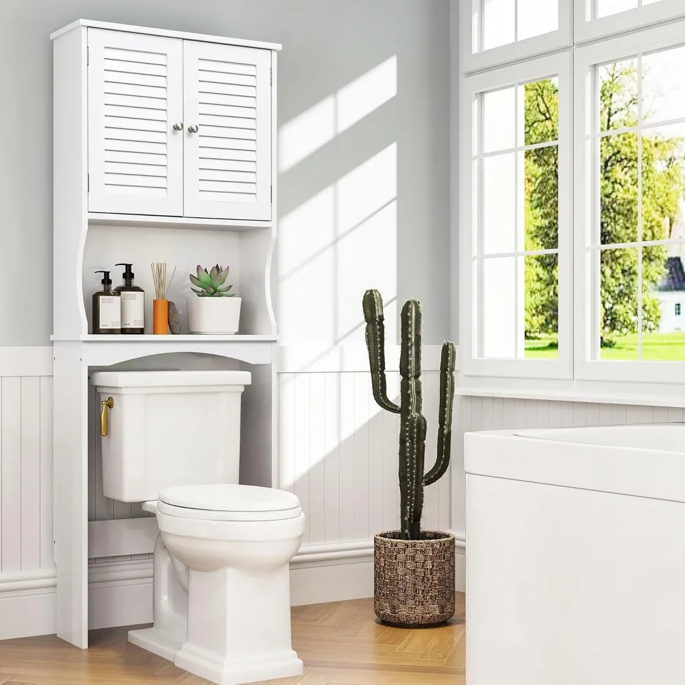 

Over The Toilet Storage Cabinet, 3-tier Freestanding Organizer, Bathroom Storage Cabinet Organize,adjustable Shelves, Double Lou