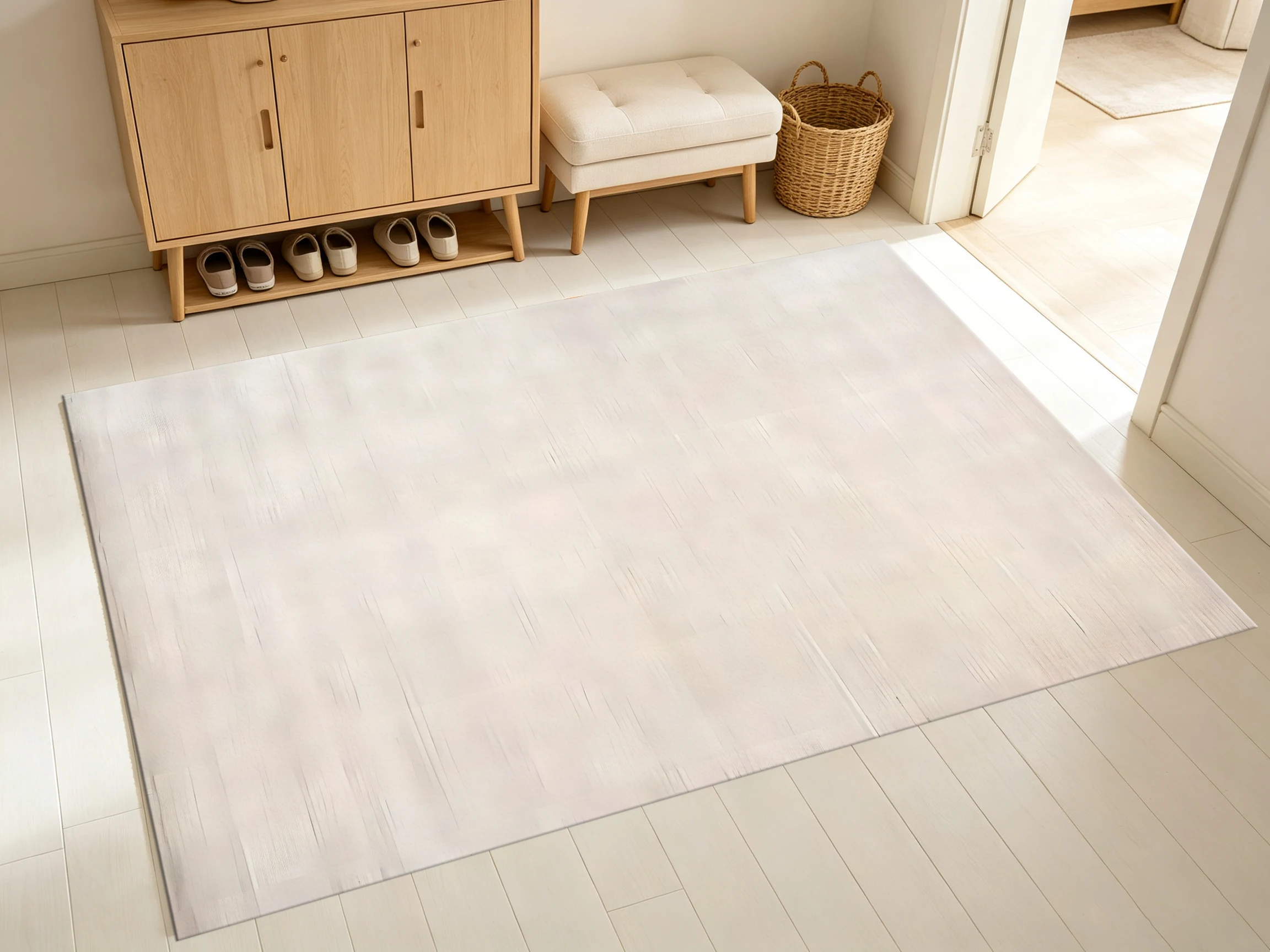 2D Off-White Minimalist Carpet with Light Texture, Soft & Comfortable, Suitable for Living Rooms & Bedrooms, Enhancing