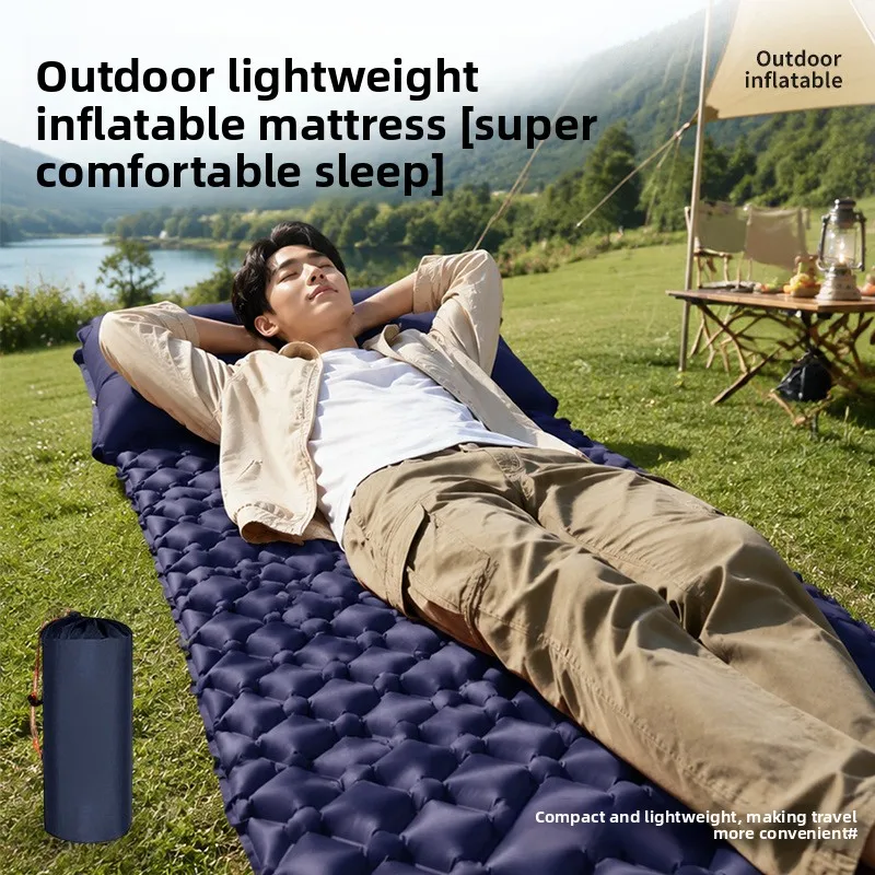 Foot Press Self-Inflating Camping Mattress Portable Thick Moisture-Proof Air Sleeping Pad With Built-In Foot Pump For Tent Camp