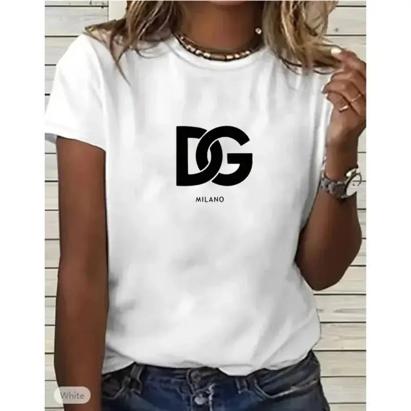 2025 Camiseta estampada de marca de gran oferta para mujer, Top informal a la moda con patrón de letras, Top de verano de manga corta holgado de algodón para hombre Unisex
