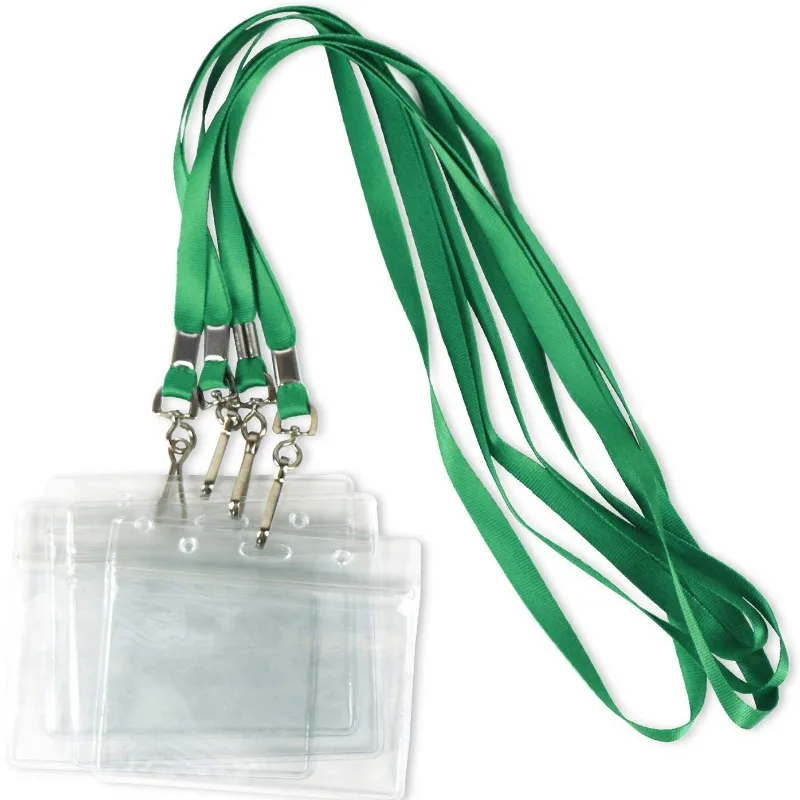 

50-Pack Lanyards with ID Badge Holder Name Tags Card Labels String Keys Custom Necklace J Hooks Clip Clear Plastic Waterproof