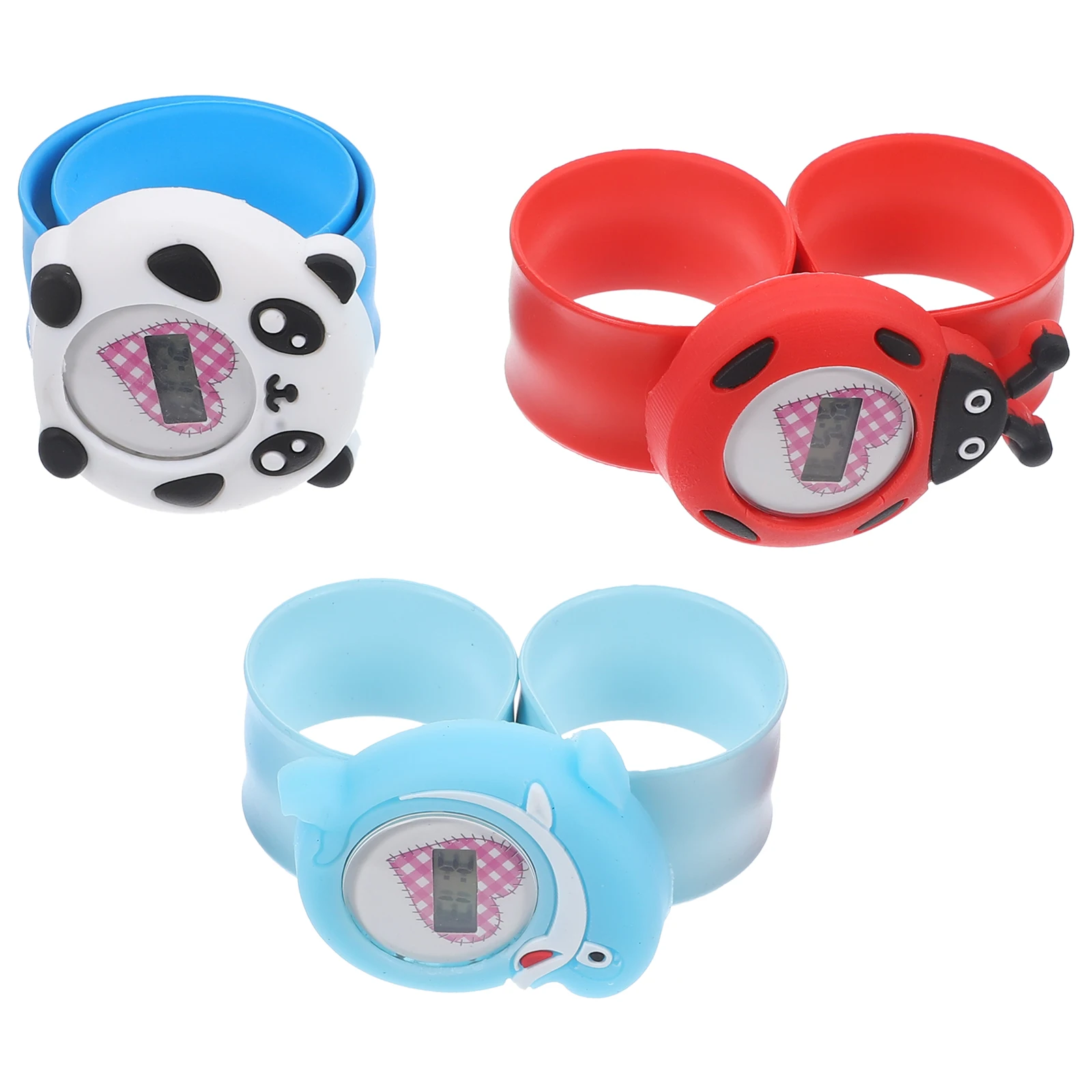 3pcs Digital Silicone Watches for Kids Cartoon Pattern Student Learning Fun Arabic Numerals Safe Comfortable Gifts