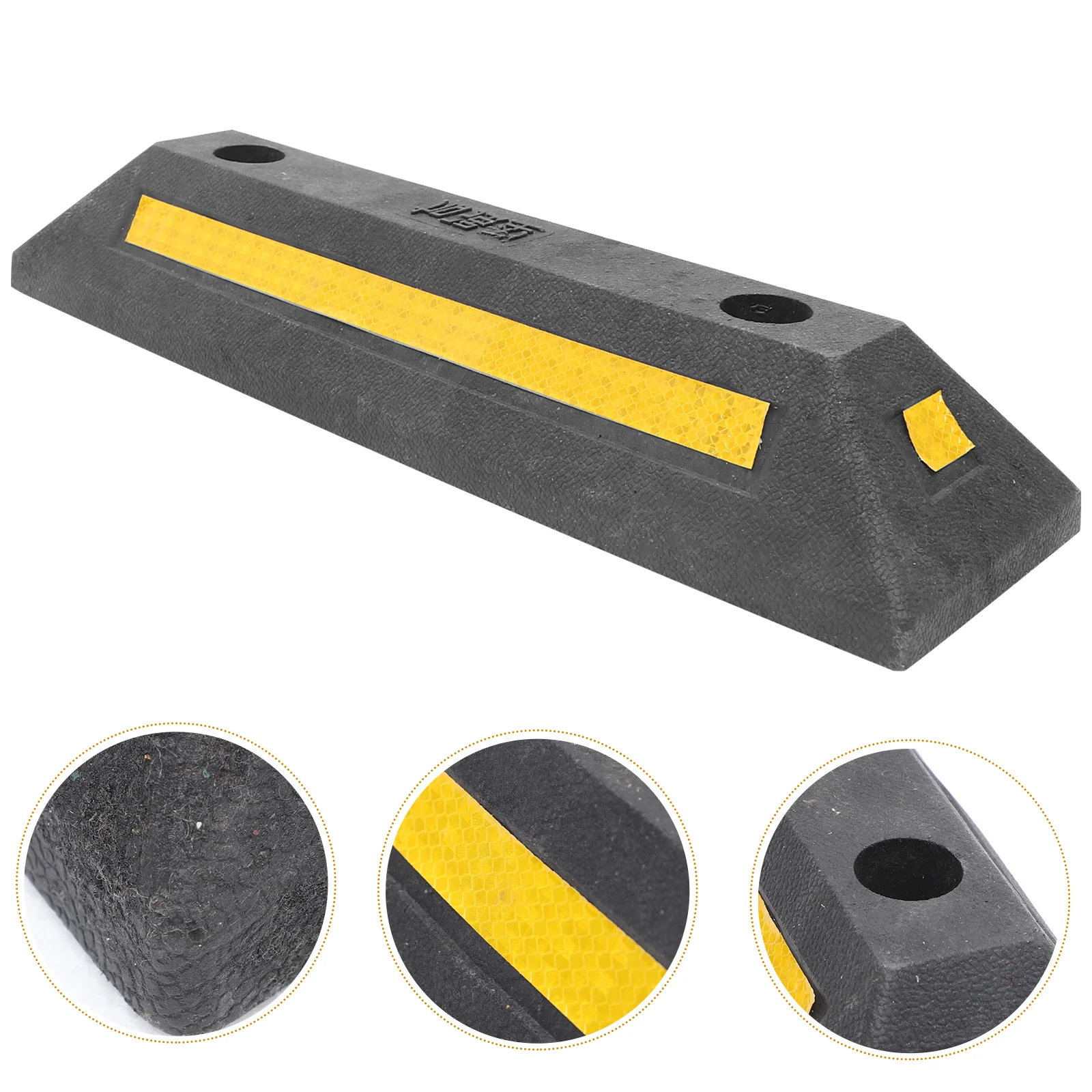 

High Strength Rubber Parking Stopper Reflective Film Wheel Limiter Car Stoppers Garage Reinforced Bracket Pre Drilled Hole