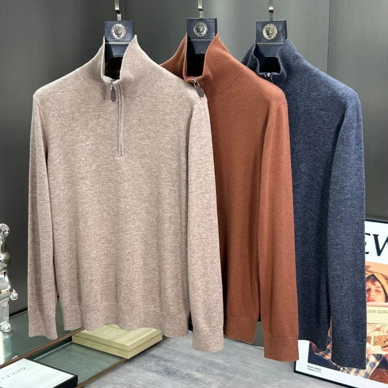 New men's clothing collection - best-selling soft and fine half-zip long-sleeved wool sweater for autumn and winter