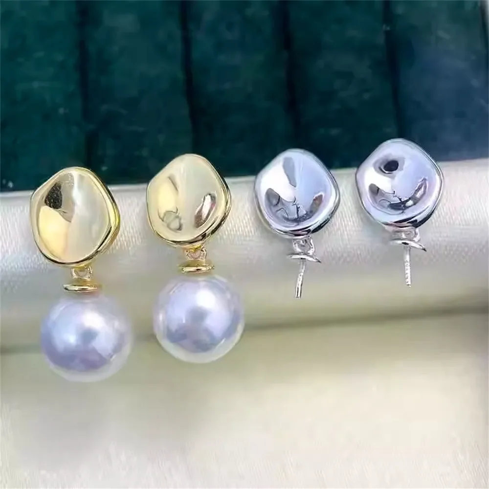 S925 Sterling Silver Pearl Earring Settings DIY Jewelry Making Supplies Blank Earring Posts for Handcrafted Accessories No Pearl