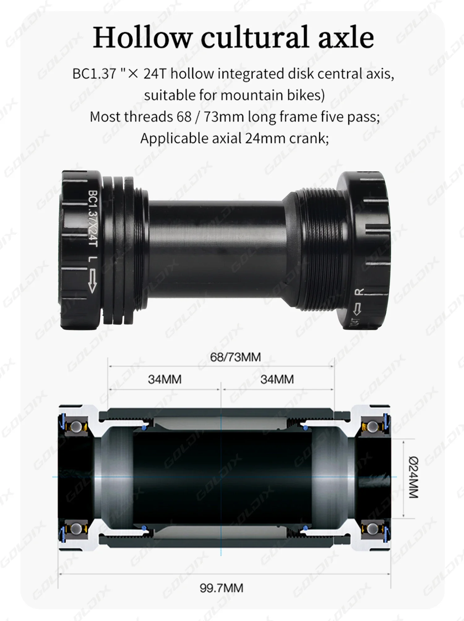GOLDIX 3-Bolzen-Direktmontage MTB-Kurbelgarnitur 165/170/175mm Geschmiedete Legierung Hochfester Kurbelarm Schmal-Breit-Kettenblatt für MTB-Fahrrad – Detail 13