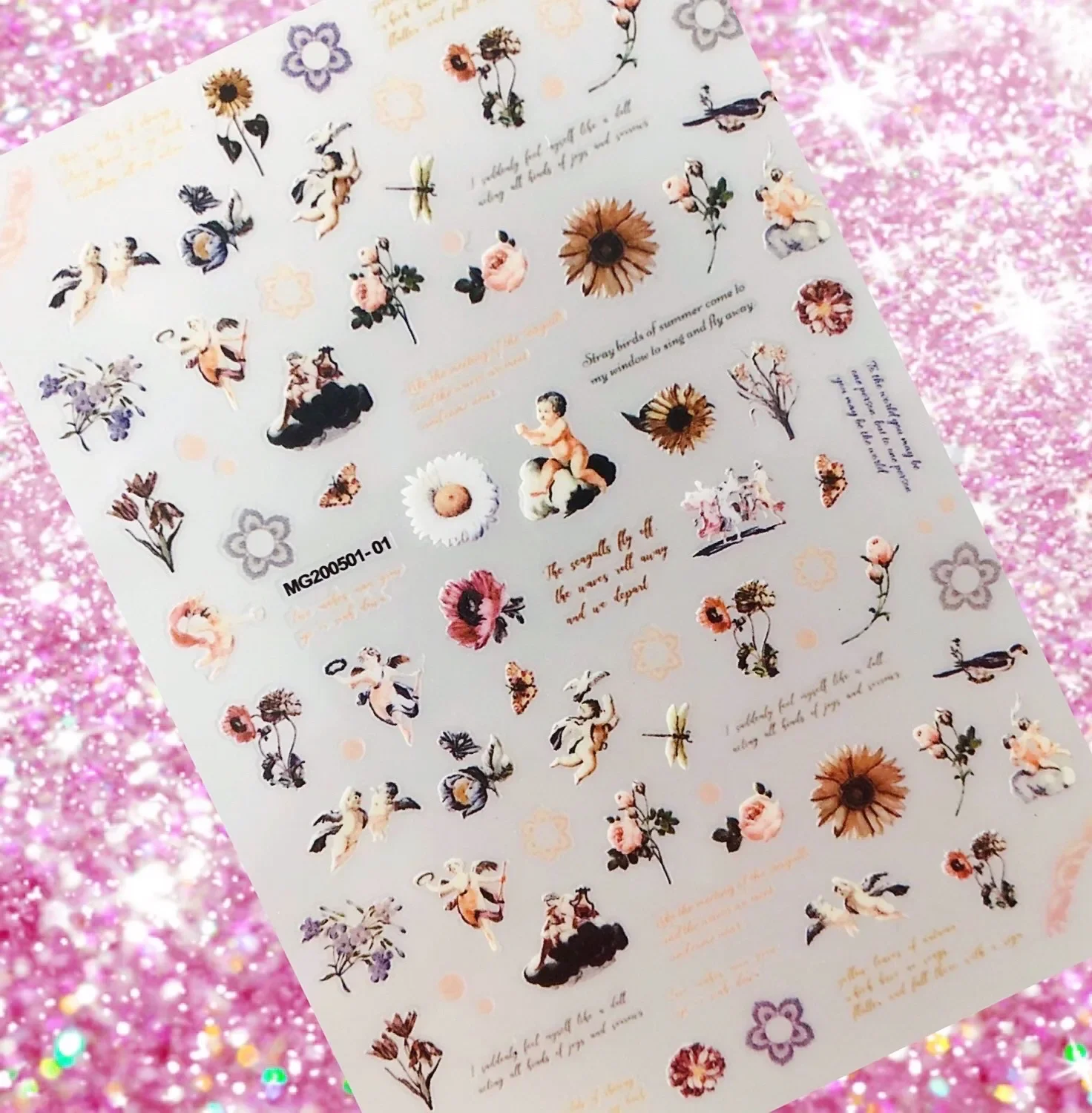 3D Engel Nail art DIY Klebe Aufkleber Nail art Aufkleber Blatt Dekoration Schöne Engel Blume Muster Nagel Zubehör HL44