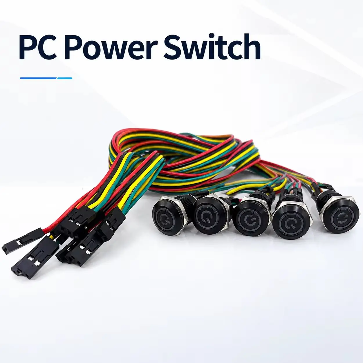 12mm/16mm/19mm PC Power Switch Host Restart LED Metal Button with 50cm DuPont Line