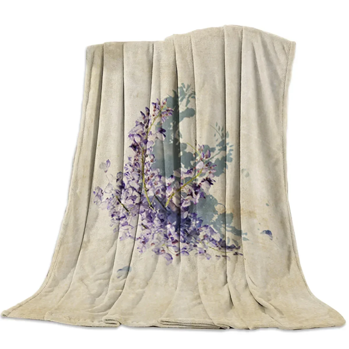 Manta con estampado de palabras en inglés de hoja de lavanda, decoración para sofá cama, hogar, viaje, Camping, regalo, suave y cómodo, ajustada