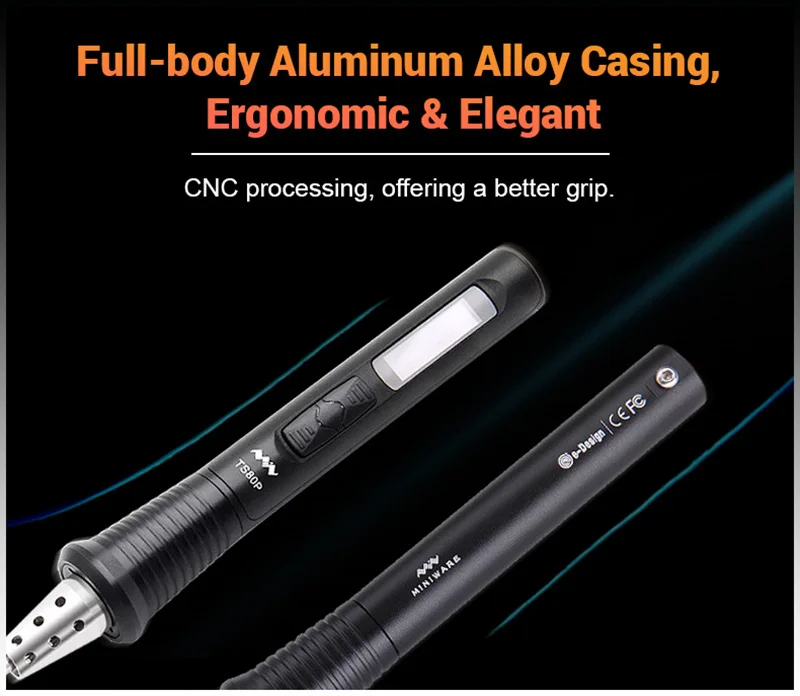 MINIWARE TS80P Smart Soldering Iron 30W Type-C OLED Screen Adjustable Temperature CNC Aluminum Alloy Casing TS1C Tips Series