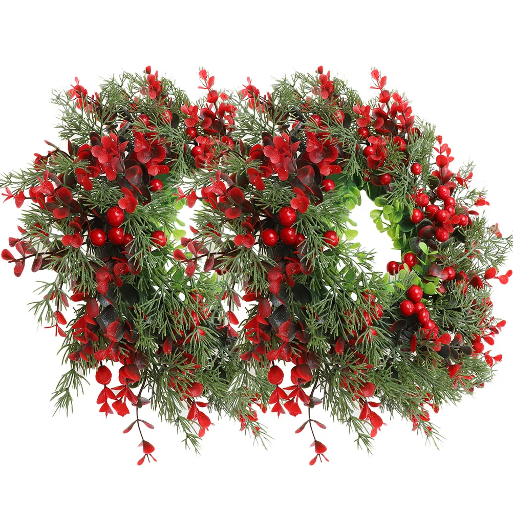 2Pcs Christmas Wall Hanging Garland Xmas Simulation Wreath Decorative Door Pendant Artificial Berries Garland Xmas Wreath