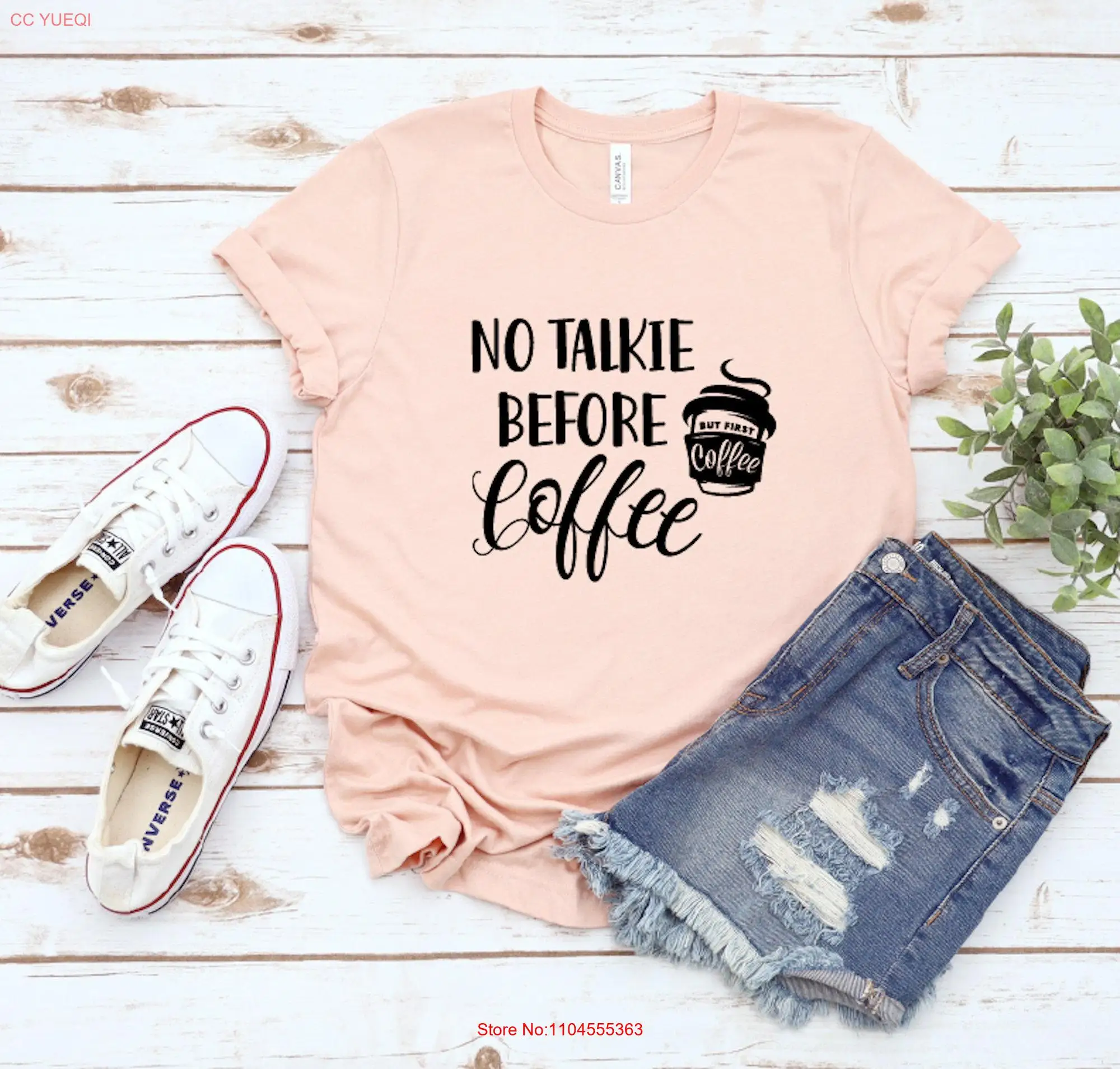 

Любитель футболок No Talkie Before Coffee для эспрессо с длинными или короткими рукавами