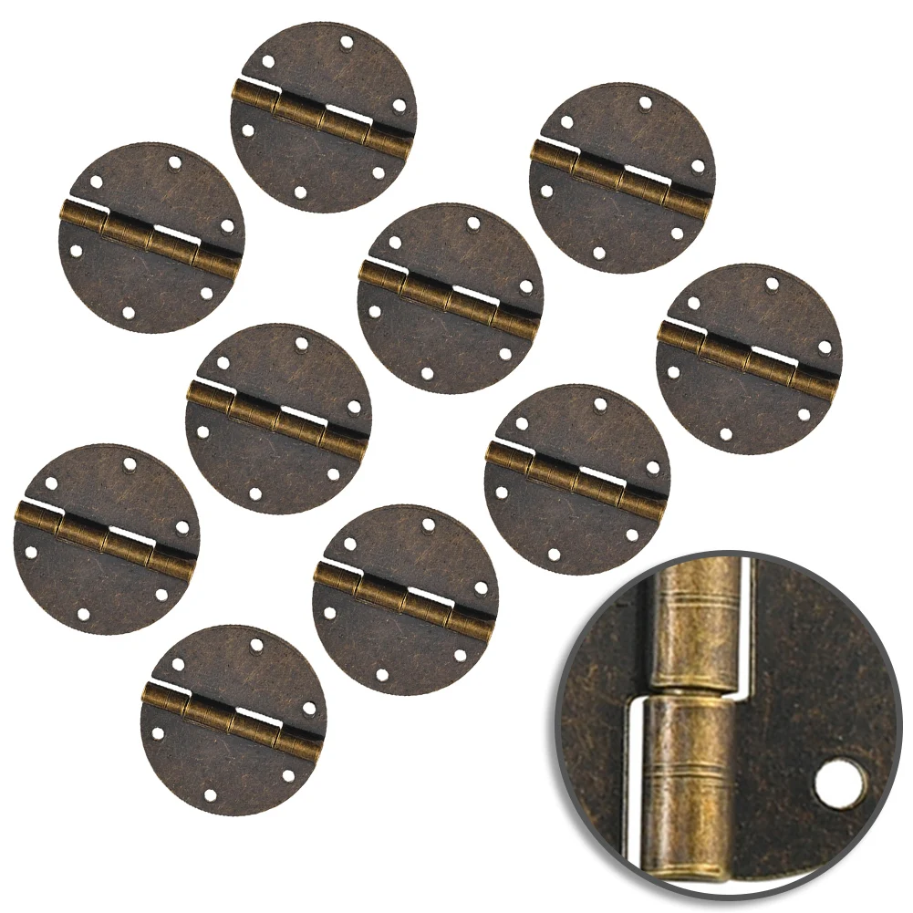 10pcs/set Door Hinges Vintage Round Metal Hinges For Cabinet Doors Small Drawers Furniture Hardware Accessories