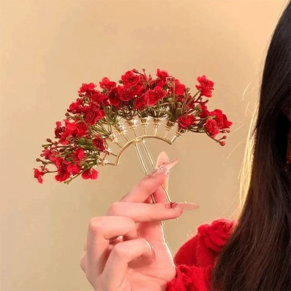 

U-образная заколка для волос «Звездное небо» с цветами, в богемном стиле, с имитацией цветов, тайская заколка, китайская вилка для волос, боковая заколка для невесты, женская