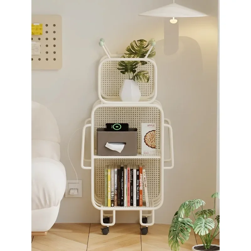 Bookshelf with pulley floor shelf living room creative wall simple bookcase storage rack home art storage rack