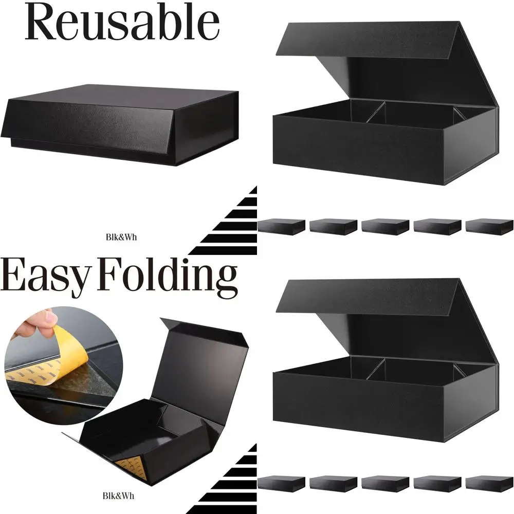 

Элегантные большие подарочные коробки для черной рубашки с магнитной крышкой, прочные складные прямоугольные коробки для упаковки