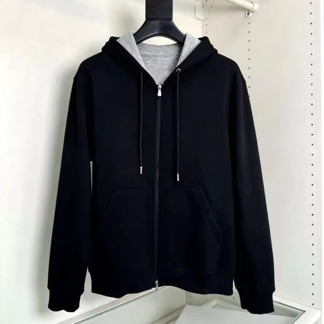 Italian BC Embroidery Old Money Style Men's Hooded Cardigan Sweater Casual Jacket