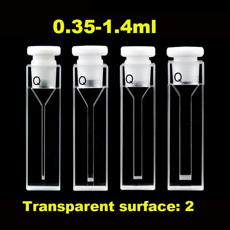 10mm quartz micro cuvette with stopper/sealed with stopper 0.35/0.7/1.05/1.4ml UV transmission