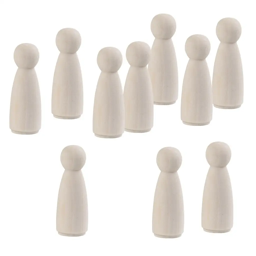 20 Pieces Female Mom Wife Unfinished Wooden Peg Dolls Wooden Bodies People Decorations Blank Figurine