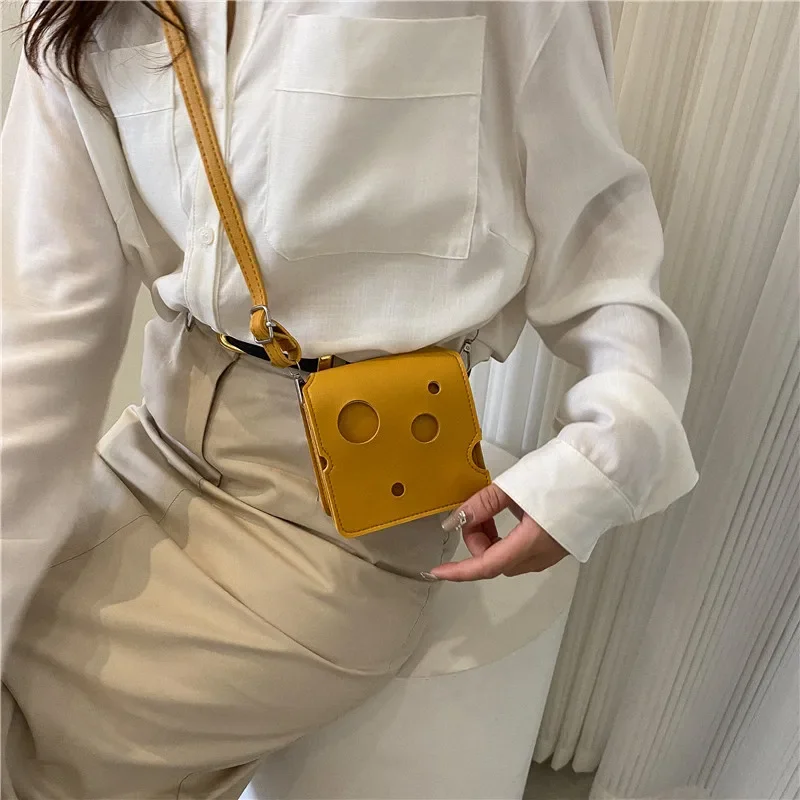 Fashion Lovely Cheese Shape Women Shoulder Bag Yellow PU Leather Girls Underarm Bags Female High Quality Cute Purse Handbag