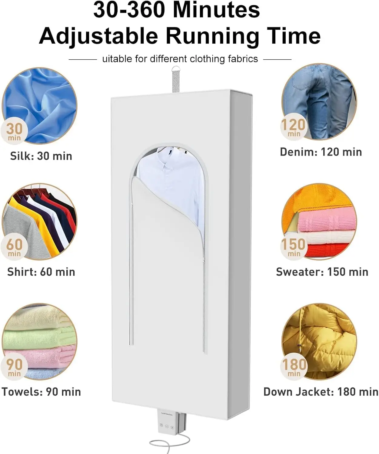 مجفف ملابس كهربائي محمول 110 فولت، مجفف PTC بقدرة 600 وات بسعة 11 رطل، قابل للطي والتعليق، تجفيف سريع وهادئ للشقة