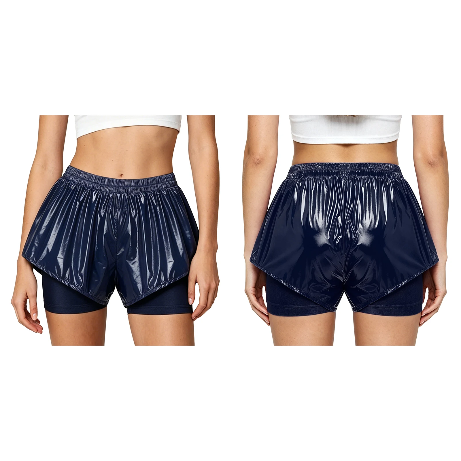 Women Waterproof Shorts Swim Trunks 2 in 1 Athletic Bottoms Running Cycling Sports Yoga Workout Sportswear Beach Pool Swimwear