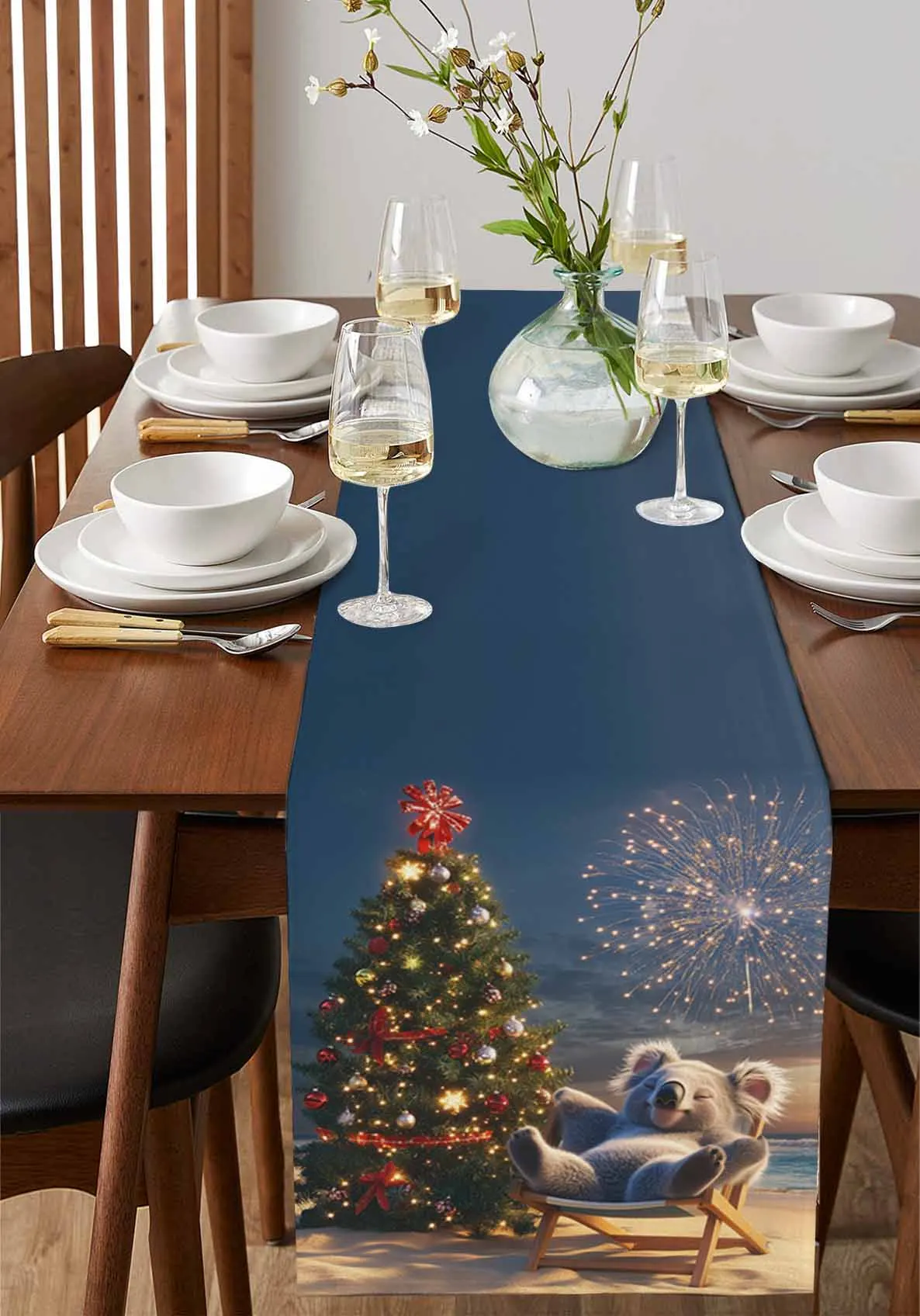 Christmas Winter Beach Koala Table Wedding Decor Table Cover Holiday Party Coffee Table Decoration Tablecloth