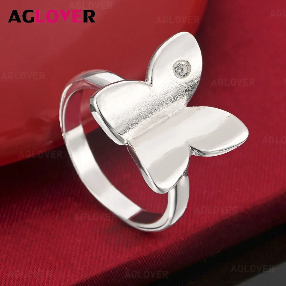 

AGLOVER 925 Sterling Silver Butterfly Ring Women's Exquisite Cute Wedding Engagement Party Jewelry