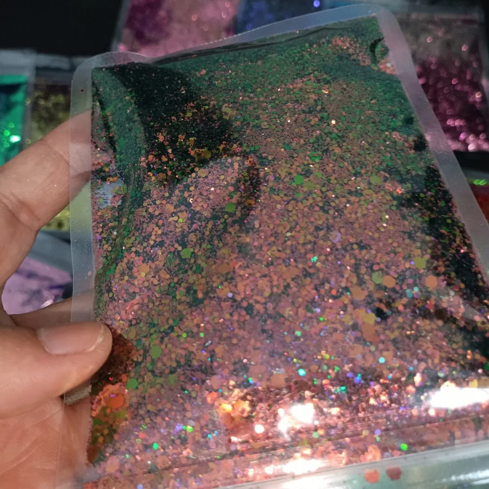 50 g/pacco Sirena Paillettes Nail Art Camaleonte Glitter Chunky Hexagon Arcobaleno Paillettes Colorate Scintillanti Fiocco Manicure Decorazione di Arte