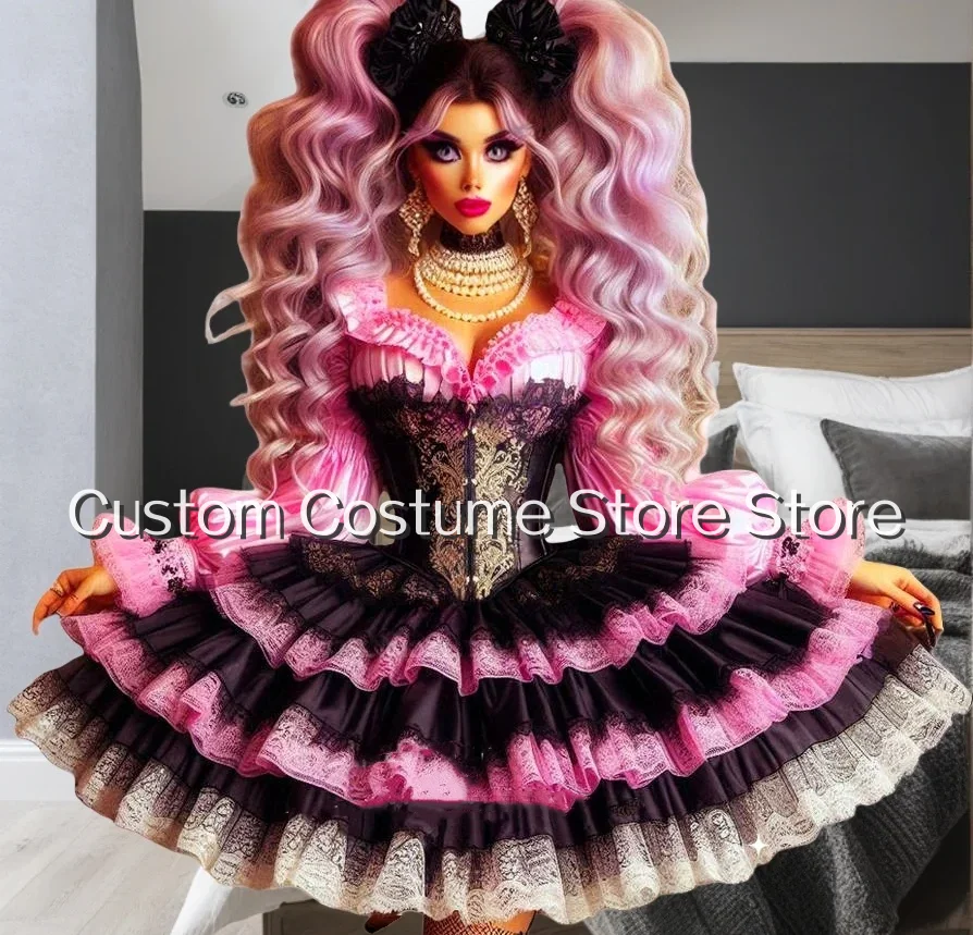 

Индивидуальные бальные платья в викторианском готическом стиле с v-образным вырезом и длинными рукавами, кружевные аппликации, пышные многослойные вечерние платья с рюшами по подолу