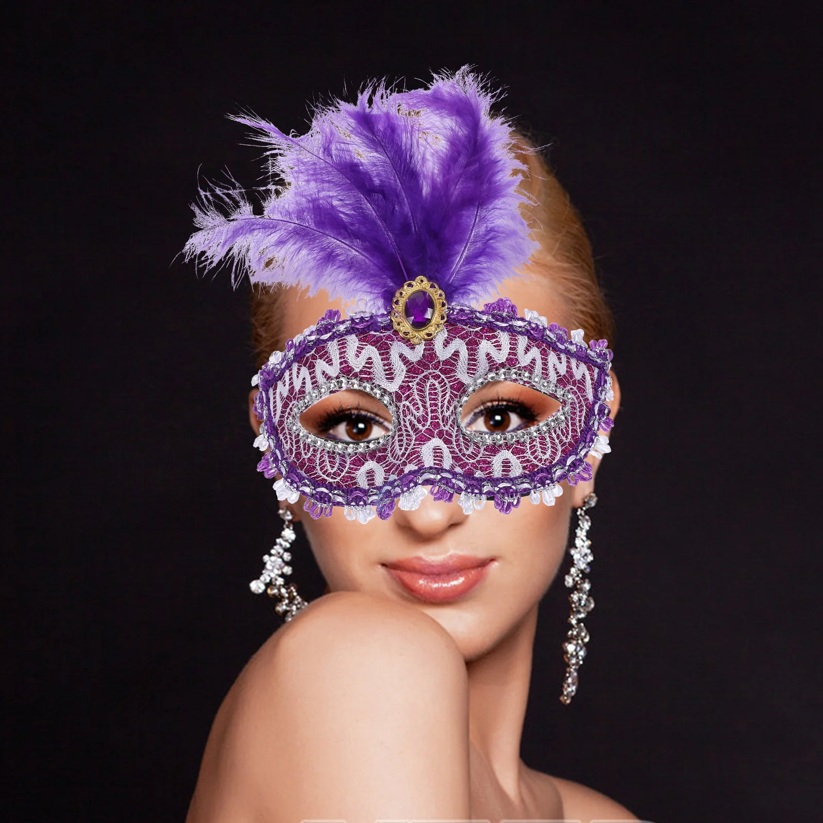 

6Pcs Eye Mask Half Facial Masquerade Plume Party Masks Halloween Cosplay Festival Masks Women Halloween Party Mask