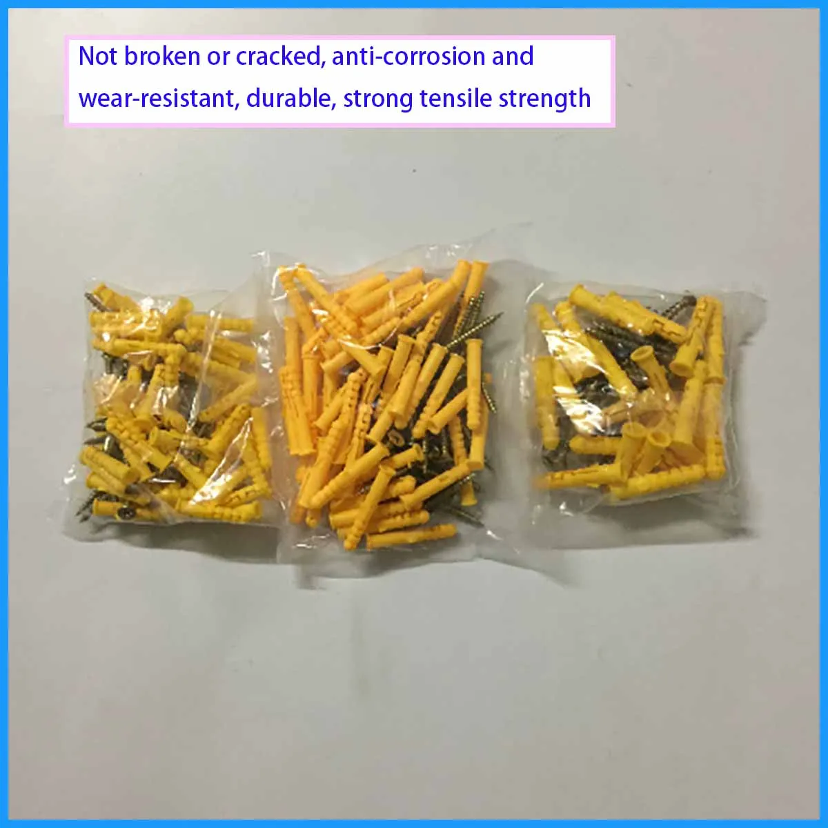 Yellow Plastic Expansion Wall Anchors Plugs with BoltsStandard Heavy Duty Wall Plug Anchor Screws for Construction Fasteners