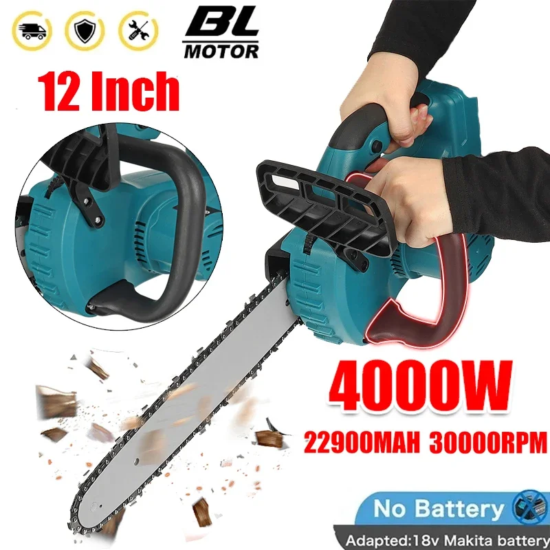 12 Inch Brushless Electric Chainsaw Cordless Lubricating Oil Chainsaw Lithium battery Wood Cutter Woodwork Garden Tools