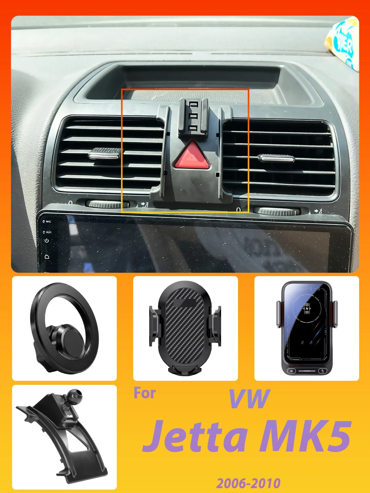 Entwickelt für Volkswagen VW Jetta MK5 2006-2010 Handyhalterung Auto Magnetische Halterung Smart Sensing Ein-Tasten-Freigabe Kabelloses Ladegerät – Detail 1