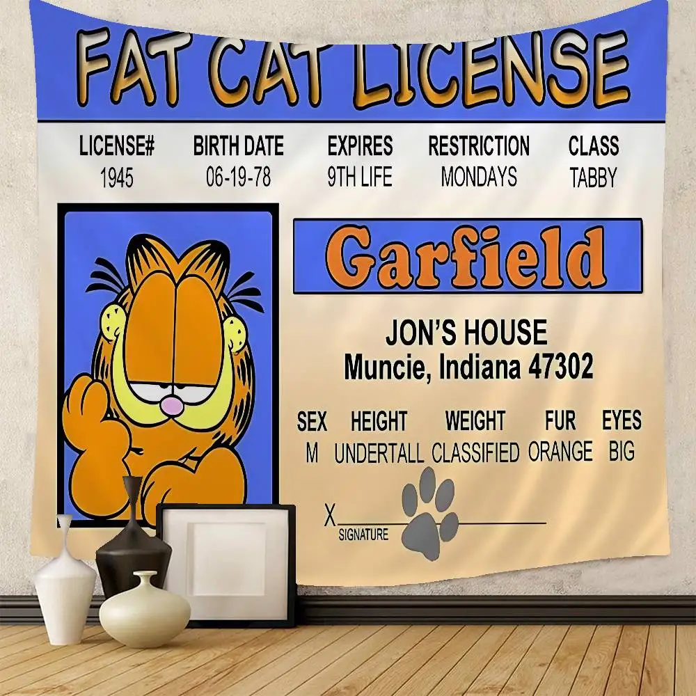Cute Anime G-Garfields Cat Cartoon Tapestry Art Science Fiction Room Home Decor Wall Hanging Home Decor