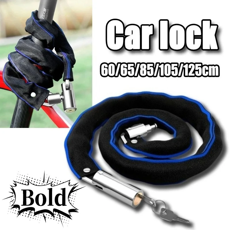 

65/85/105/125cm Metal Anti-Theft MTB Road Bike Heavy Duty Safety Lock for Motorcycle Scooter Padlock Bicycle Chain Lock with Key